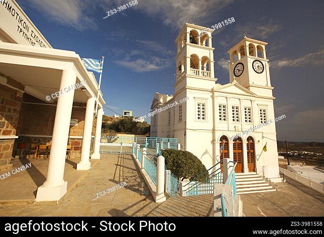 View to the Church Of Agios Nikolaos in Tripiti village, Milos Island, Cyclades Islands, Greek Islands, Greece, Europe