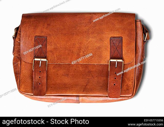 The Elegant briefcase made of leather isolated on white background