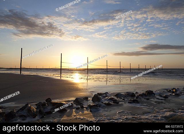 Sunset, Coast, Wangerooge, East Frisian Island, East Frisia, Lower Saxony, Germany, Europe