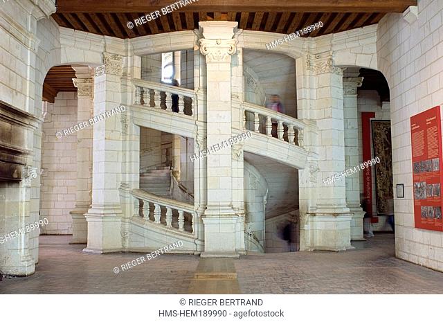 France, Loir et Cher, Loire Valley listed as World Heritage by UNESCO, Chateau de Chambord, double stairs attributed to Leonardo da Vinci