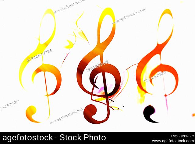 abstract music theme background with clef, modern design. Clef in sun light and blur effect