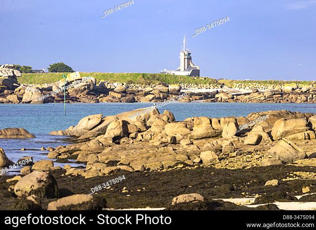 France, Finistere, Pagan Country, Coast of Legends, Brignogan-Plages, rocky coast at low tide