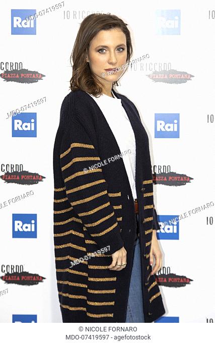 Nicole Fornaro during the photocall of presentation of the film Io ricordo Piazza Fontana broadcast on Raiuno. Milan (Italy), December 10th, 2019