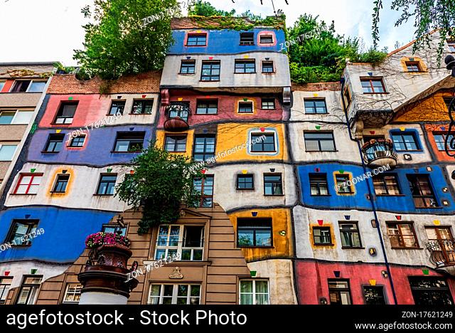 VIENNA, AUSTRIA - JULY 28, 2019: Hundertwasserhaus is an apartment house in Vienna, Austria, built after the idea and concept of Austrian artist Friedensreich...