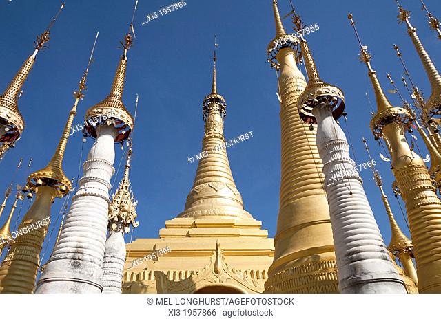 Some of the numerous golden stupas at the Shwe Indein Pagoda, Indein, Shan State, Myanmar, (Burma)