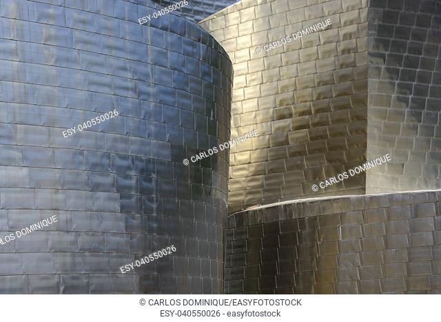 Guggenheim Bilbao museum detail of the outer walls