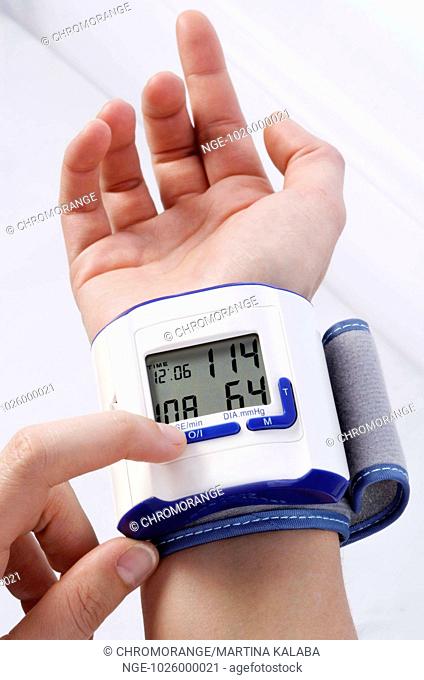 Blood Pressure Meter on Human Rist