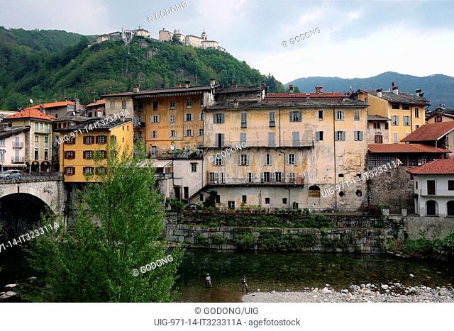 Typical houses on Mastallone river in Varallo Sesia