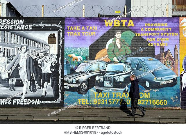 United Kingdom, Northern Ireland, West Belfast, Catholic Falls area, International or Solidarity Wall, murals on Falls Road