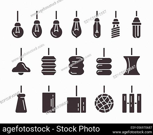 hanging lamp icon set, vector and illustration