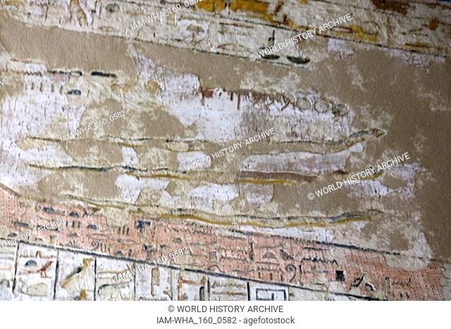 A photograph taken within Tomb KV8, located in the Valley of the Kings, used for the burial of Pharaoh Merenptah of Ancient Egypt's Nineteenth Dynasty