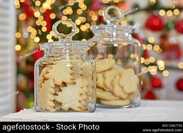 Homemade butter biscuits in glass jars