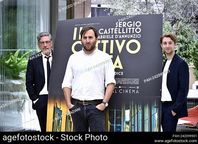 The Italian actors Sergio Castellitto, Francesco Patanè with the Italian director Gianluca Jodice posing in the photocall of the film The Bad Poet