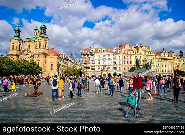 People on the Old Town Square in Prague, Czech Republic