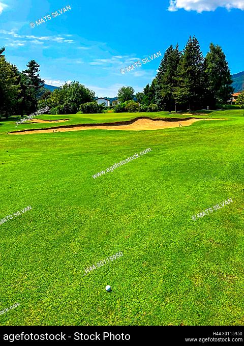 Golf Course Lugano in a Sunny Summer Day in Ticino, Switzerland