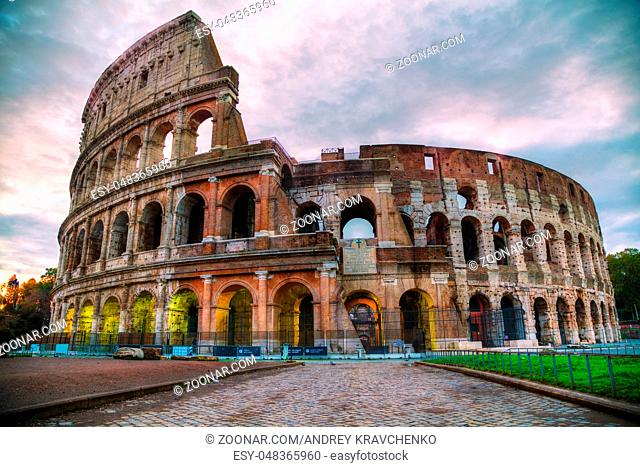 The Colosseum in Rome, Italy in the morning