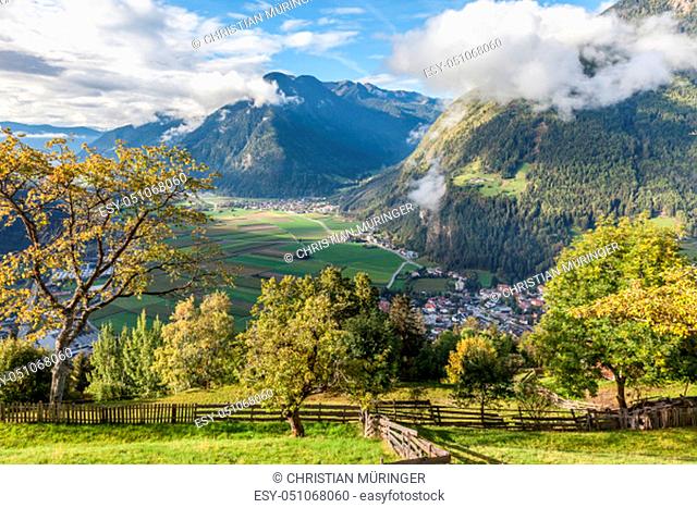View into the Tauferer Valley from Ahornach, South Tyrol, Italy