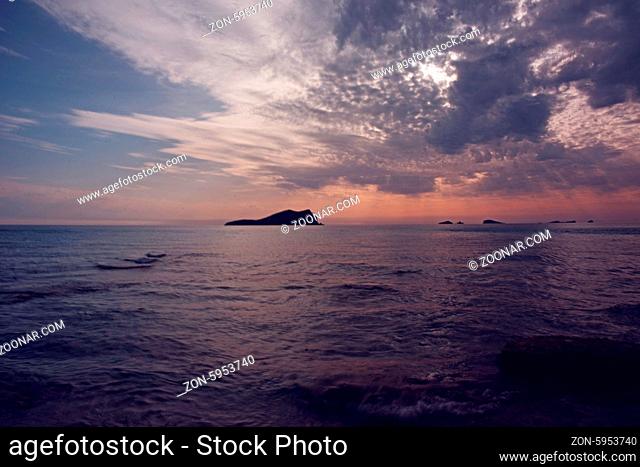 balearic island sunrise at sea view sunset ibiza holiday