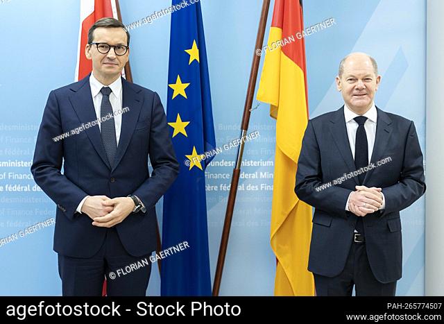 Olaf Scholz (R), Executive Minister of Finance, meets Mateusz Morawiecki (L), Prime Minister of Poland, for a meeting in Berlin, November 25th, 2021