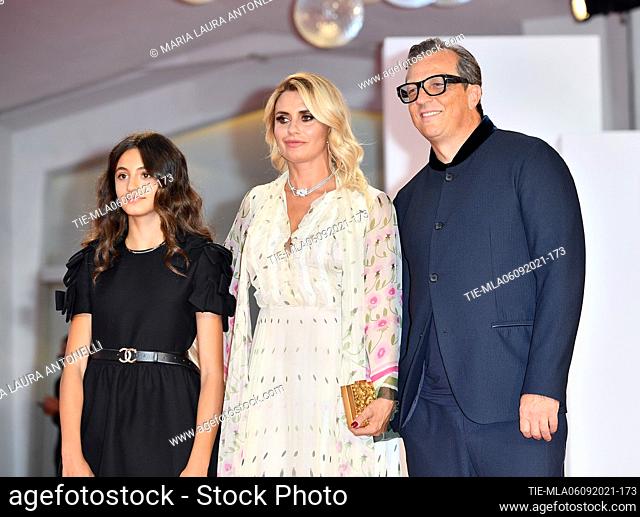 Penelope Muccino, Angelica Russo, Gabriele Muccino during the Red carpet at the 78th Venice Film Festival, Venice, ITALY-05-09-2021