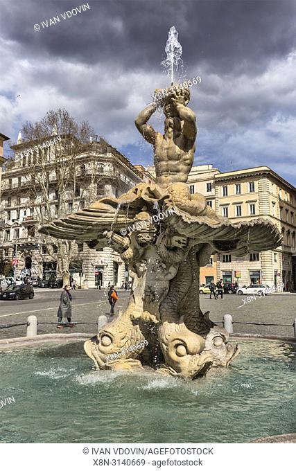 Triton Fountain, Fontana del Tritone (1643), by Gian Lorenzo Bernini, Piazza Barberini, Rome, Lazio, Italy