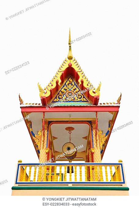 Campanile of thai temple isolated on white