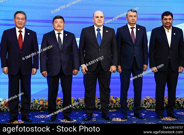KYRGYZSTAN, BISHKEK - OCTOBER 26, 2023: Premier of China's State Council Li Qiang, Kyrgyzstan's Cabinet of Ministers Chairman/Head of the Presidential...