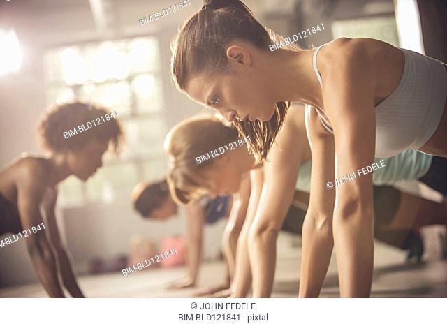 Women working out in exercise class