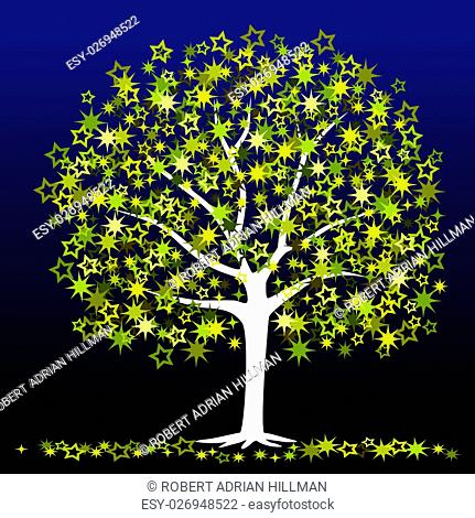 Editable vector illustration of a tree with stars as leaves