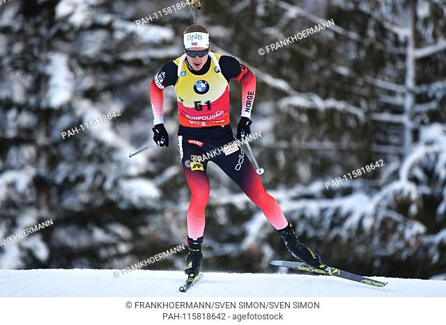 Johannes Thingnes BOE (NOR), Action, Single Action, Frame, Cut Out, Full Body, Whole Figure. 10 km sprint of the men, men on 17.01.2019