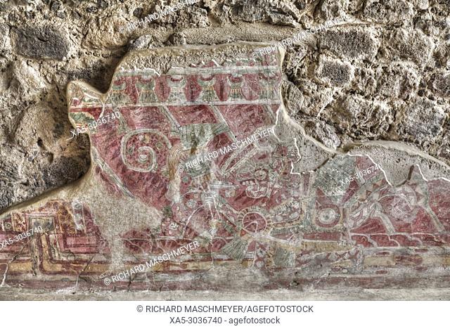 Wall Mural of Human Dressed Jaguar Coat, Palace of Tetitla, Teotihuacan Archaeological Zone, State of Mexico, Mexico