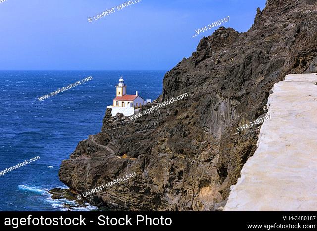 The Ponta Machado Lighthouse (Farol de Dona Amélia) of Sao Pedro Village, Sao Vicente, Cape Verde Islands, Africa