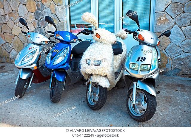Motorcycles. Old medieval city. Dubrovnik. Dalmatian coast. Croatia