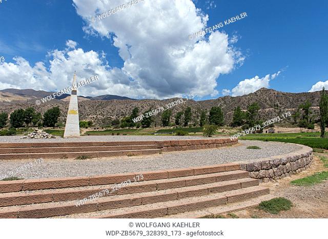 A sundial marks the latitude of the Tropic of Capricorn in the valley of Quebrada de Humahuaca, Andes Mountains, Jujuy Province, Argentina