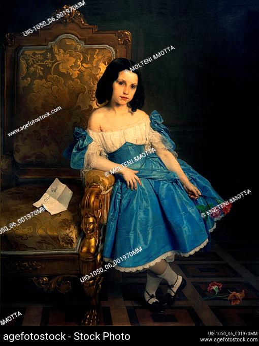 Art, Francesco Hayez, 1791-1882, title of the work, Portrait of the young countess Luigia Negroni Prati Morosini, with her son Giuseppe, 1867