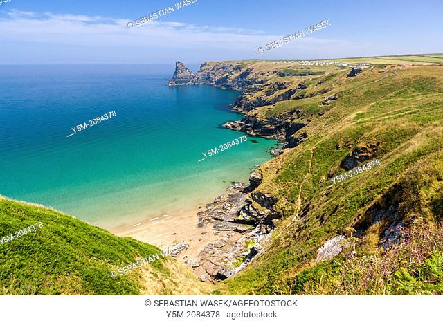 View over Bossiney Haven on the north coast of Cornwall, England, UK, Europe