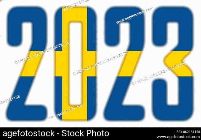 2023, isolated on white - With the Flag of Sweden