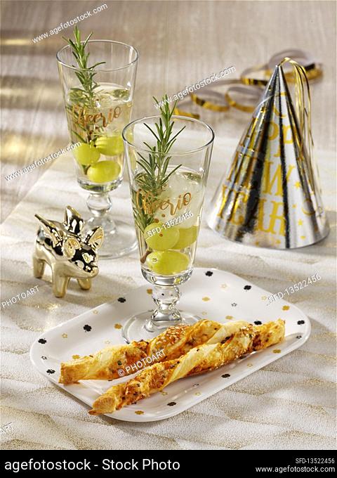 New Year's Eve aperitif and cheese pastries