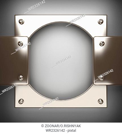 polished metal element on gray background