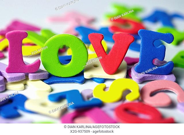 Letters made of foam saying Love