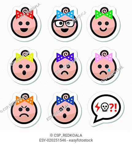 Baby girl faces, avatar vector icon, Stock Vector, Vector And Low Budget  Royalty Free Image. Pic. ESY-020251546 | agefotostock