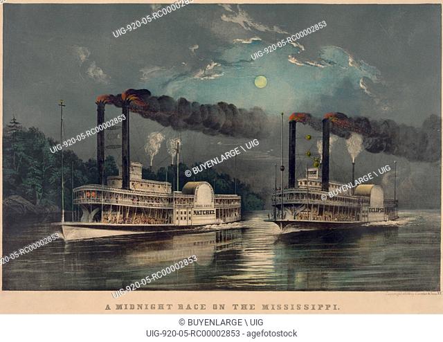 Midnight Riverboat Race on the Mississippi