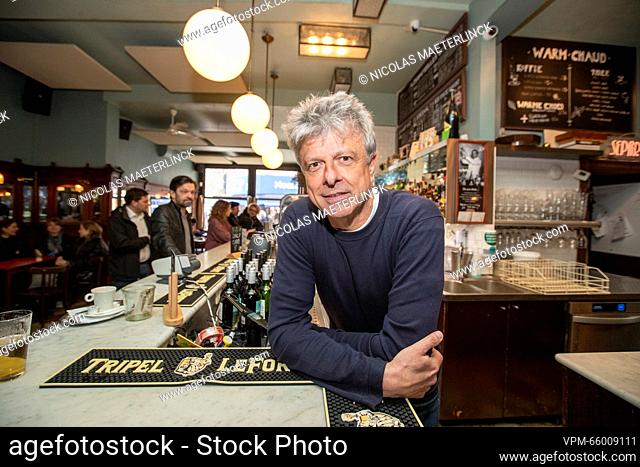Monk bar manager Filip Jans poses for the photographer at the popular Monk bar in the Rue Sainte-Catherine - Sint-Katelijnestraat