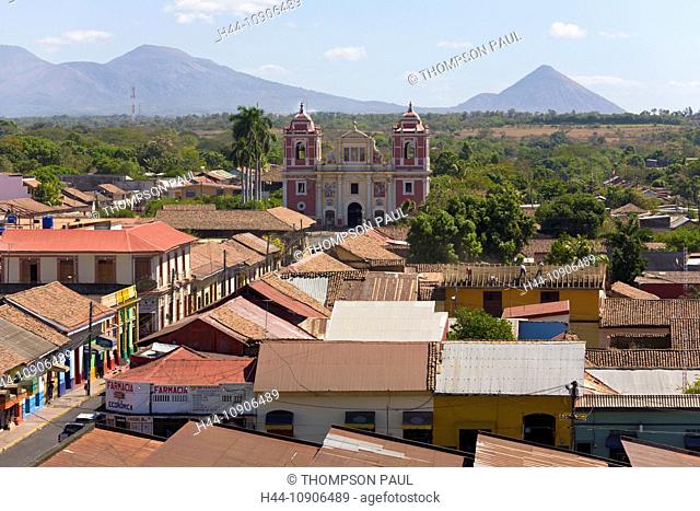 El Calvario Church and rooftops, Leon, Nicaragua