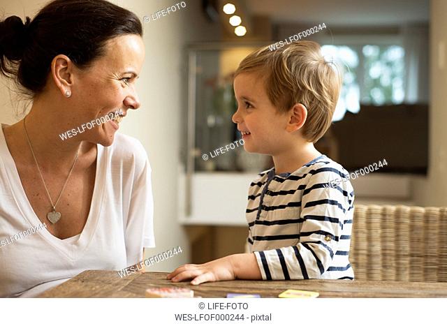 Mother and son at home