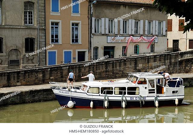France, Aude, Narbonne, Canal de la Robine, listed as World Heritage by UNESCO