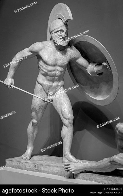 Marble sculpture of greek warrior