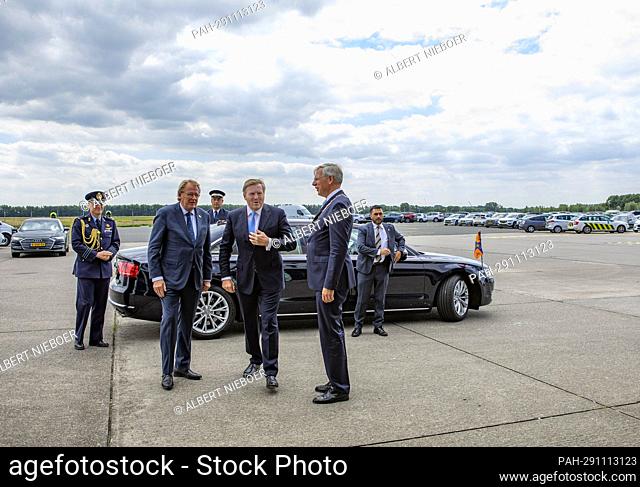 King Willem-Alexander of The Netherlands arrives at the TheaterHangar in Katwijk, on June 14, 2022, to attend the official celebration of 425 years of the...