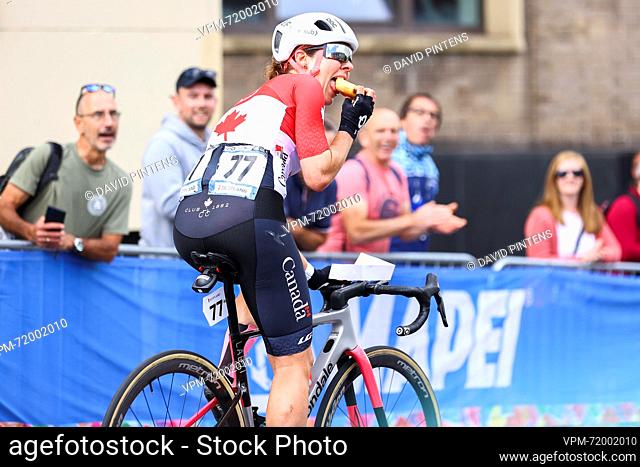 Canadian Alison Jackson of EF Education-TIBCO-SVB pictured in action during the elite women road race at the UCI World Championships Cycling, in Glasgow
