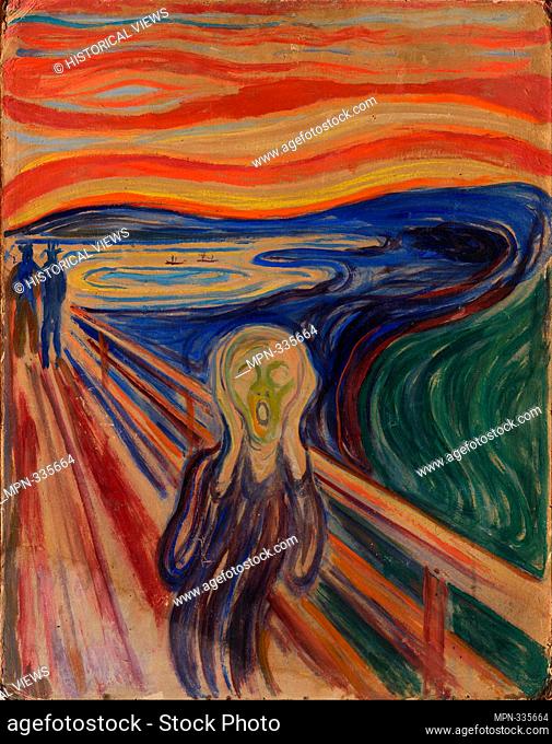 The Scream, 1910. Oil, pastel and tempera on cardboard. One of several versions created by Norwegian artist Edvard Munch (1863–1944)